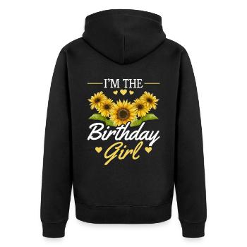 Anniversaire Fille Tournesol Fille Fleur - Veste à capuche bio Premium Unisexe - noir - Dos - Nico (187cm)
