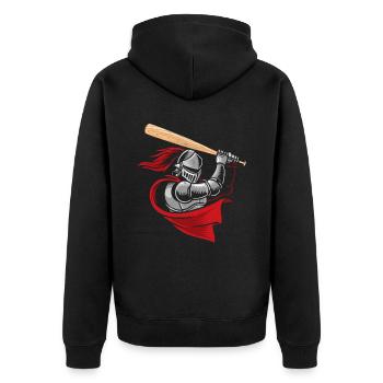 Mittelalterlicher Ritter Baseballspieler - Unisex Premium Bio Zip Hoodie - Schwarz - Hinten - Nico (187cm)