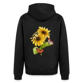 Beaux papillons Jardin des femmes de tournesol - Veste à capuche bio Premium Unisexe - noir - Dos - Nico (187cm)
