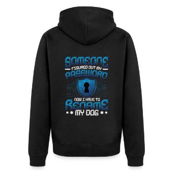 Lustige Cybersecurity Passwort Rename My Dog Tech - Unisex Premium Bio Zip Hoodie - Schwarz - Hinten - Nico (187cm)