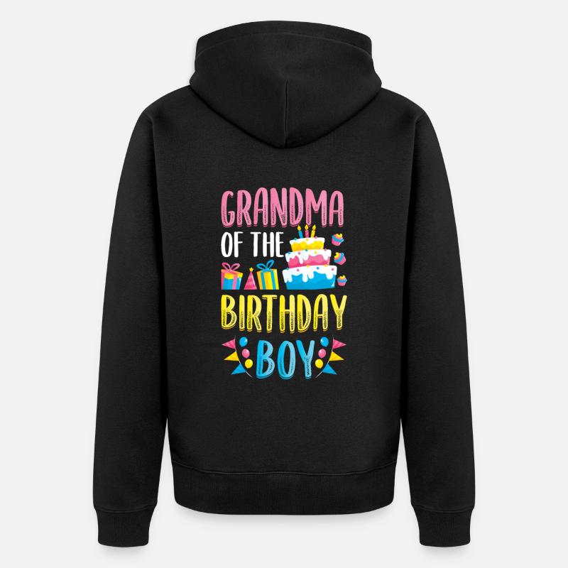 Grand-mère de l’enfant d’anniversaire - Veste à capuche bio Premium Unisexe - noir