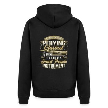 Klarinette Spielen Klarinettist - Unisex Premium Bio Zip Hoodie - Schwarz - Hinten - Nico (187cm)