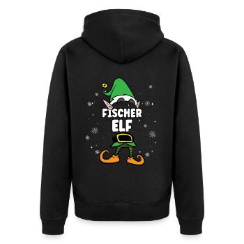 Fischer Elf Partnerlook Weihnachten - Unisex Premium Bio Zip Hoodie - Schwarz - Hinten - Nico (187cm)