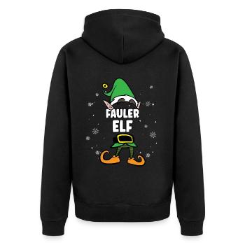 Fauler Elf Partnerlook Weihnachten - Unisex Premium Bio Zip Hoodie - Schwarz - Hinten - Nico (187cm)