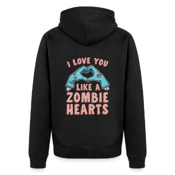 Ich Liebe Dich Wie Ein - Unisex Premium Bio Zip Hoodie - Schwarz - Hinten - Nico (187cm)