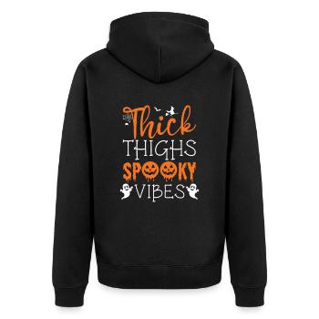 Dicke Oberschenkel Spooky Vibes Halloween-kostüm - Unisex Premium Bio Zip Hoodie - Schwarz - Hinten - Nico (187cm)