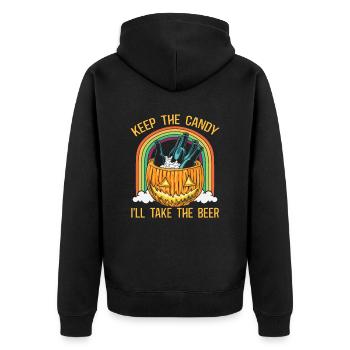 Garde les bonbons, je vais prendre la bière - Veste à capuche bio Premium Unisexe - noir - Dos - Nico (187cm)