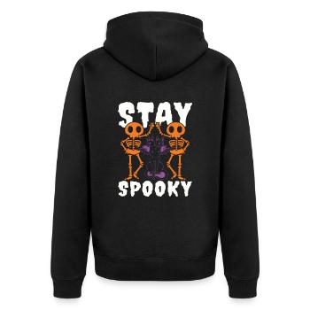 Bleiben Sie Gruselige - Unisex Premium Bio Zip Hoodie - Schwarz - Hinten - Nico (187cm)