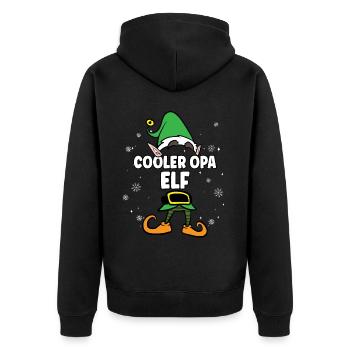 Cooler Opa Elf Partnerlook Weihnachten - Unisex Premium Bio Zip Hoodie - Schwarz - Hinten - Nico (187cm)