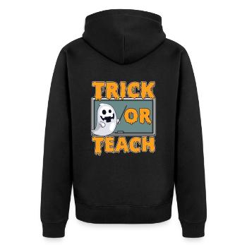 Trick Or Teach Grundschullehrer Vorschule - Unisex Premium Bio Zip Hoodie - Schwarz - Hinten - Nico (187cm)
