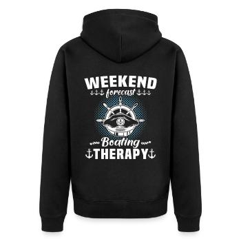 Kapitän Bootsbesitzer Boot Fahren - Unisex Premium Bio Zip Hoodie - Schwarz - Hinten - Nico (187cm)