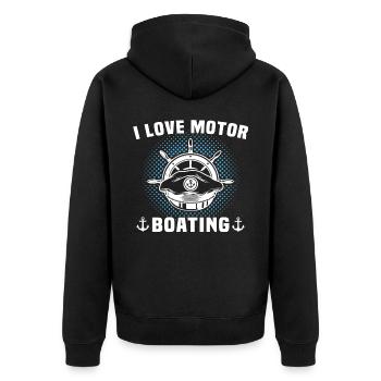 Kapitän Bootsbesitzer Boot Fahren - Unisex Premium Bio Zip Hoodie - Schwarz - Hinten - Nico (187cm)