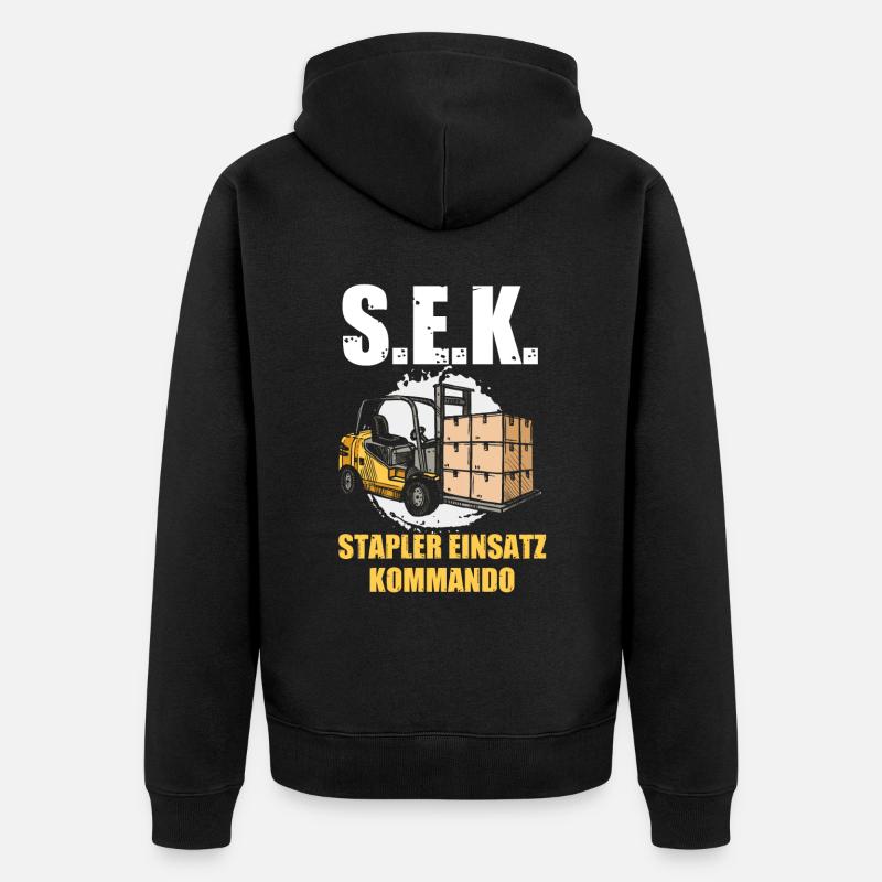 S.E.K Stapler Einsatz Kommando - Unisex Premium Bio Zip Hoodie - Schwarz