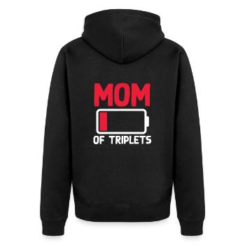 Mutter Der Drillinge Schwangerschaftsankündigung - Unisex Premium Bio Zip Hoodie - Schwarz - Hinten - Nico (187cm)