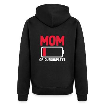 Mutter Von Vierlingen Schwangerschaftsmitteilung - Unisex Premium Bio Zip Hoodie - Schwarz - Hinten - Nico (187cm)