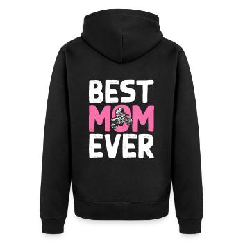 Dirt Bike Biker Best Mother Ever - Unisex Premium Organic Zip Hoodie - black - Back - Nico (187cm)