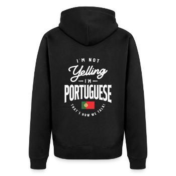 Je ne crie pas Je suis portugais Drôle de portugais Pr - Veste à capuche bio Premium Unisexe - noir - Dos - Nico (187cm)