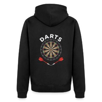 DART - DARTS - Ich spiele DART - Unisex Premium Bio Zip Hoodie - Schwarz - Hinten - Nico (187cm)
