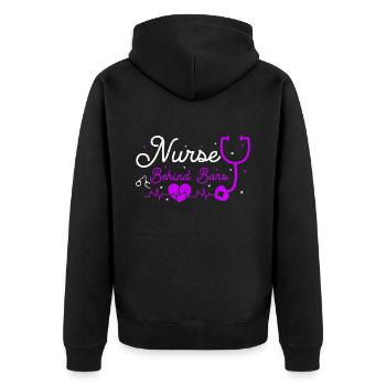 Nurse behind bars nurse in prison - Unisex Premium Organic Zip Hoodie - black - Back - Nico (187cm)