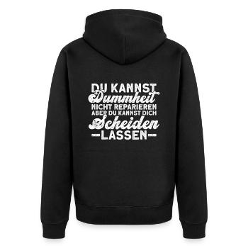 Scheidungsparty Scheidung Ex Frau Geschieden - Unisex Premium Bio Zip Hoodie - Schwarz - Hinten - Nico (187cm)