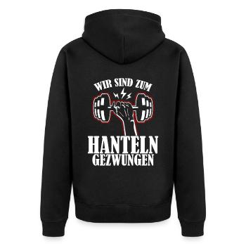 Strongman Bodybuilder Bodybuilding - Unisex Premium Bio Zip Hoodie - Schwarz - Hinten - Nico (187cm)