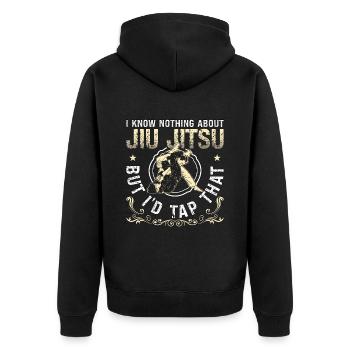 Jiu Jitsu I Know Nothing Combat Fighting Fighter - Unisex Premium Bio Zip Hoodie - Schwarz - Hinten - Nico (187cm)