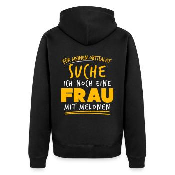 Single Mann Anmachspruch Alleinstehend - Unisex Premium Bio Zip Hoodie - Schwarz - Hinten - Nico (187cm)