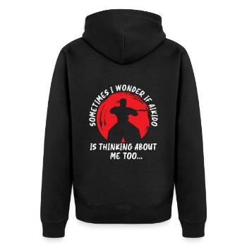 Aïkido Parfois Je Combattant Arts Martiaux Samouraï - Veste à capuche bio Premium Unisexe - noir - Dos - Nico (187cm)