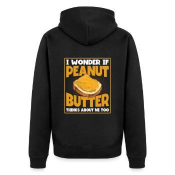 Peanut Butter Saying Peanut Butter Lover Gift - Unisex Premium Organic Zip Hoodie - black - Back - Nico (187cm)