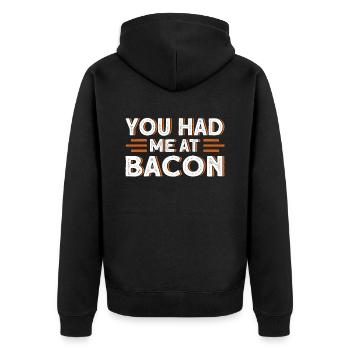 You had me at Bacon - Unisex Premium Organic Zip Hoodie - black - Back - Nico (187cm)