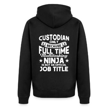 Janitor Gift School Janitor - Unisex Premium Organic Zip Hoodie - black - Back - Nico (187cm)