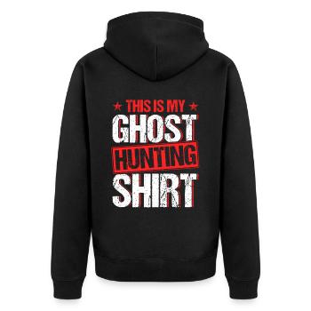 This is my ghost hunt - Unisex Premium Organic Zip Hoodie - black - Back - Nico (187cm)
