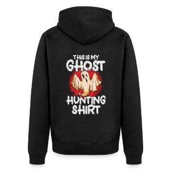 This is my ghost hunt - Unisex Premium Organic Zip Hoodie - black - Back - Nico (187cm)
