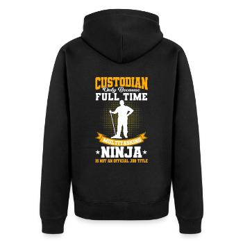Janitor Gift School Janitor - Unisex Premium Organic Zip Hoodie - black - Back - Nico (187cm)