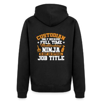 Janitor Gift School Janitor - Unisex Premium Organic Zip Hoodie - black - Back - Nico (187cm)