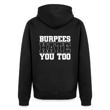 Burpee Workout Gym Citations Burpees vous déteste aussi - Veste à capuche bio Premium Unisexe - noir - Dos - Nico (187cm)