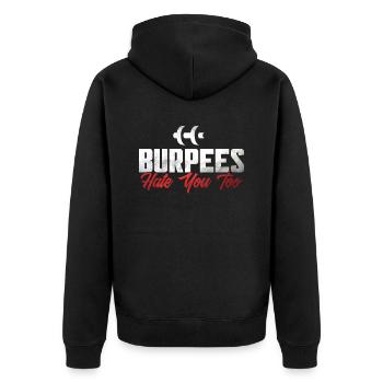 Burpee Workout Gym Citations Burpees vous déteste aussi - Veste à capuche bio Premium Unisexe - noir - Dos - Nico (187cm)