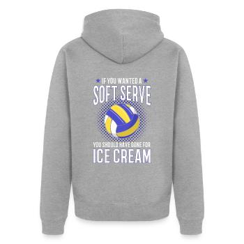 Volleyball Spieler Geschenk Lustiger Volleyball - Unisex Premium Bio Zip Hoodie - Grau meliert - Hinten - Nico (187cm)