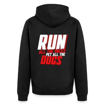 Läuferin Marathon Hundemutter Hunde Mutter - Unisex Premium Bio Zip Hoodie - Schwarz - Hinten - Nico (187cm)