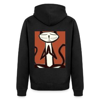 Katzen Portrait Meditierende Katze Kubismus - Unisex Premium Bio Zip Hoodie - Schwarz - Hinten - Nico (187cm)