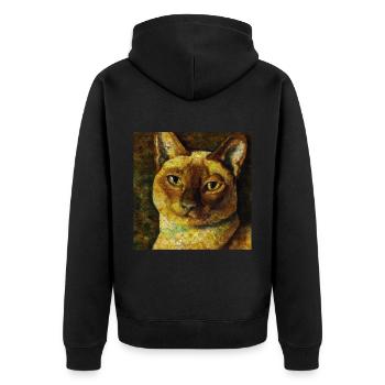 Siam Katzen Portrait Gustav Klimt Style Katze - Unisex Premium Bio Zip Hoodie - Schwarz - Hinten - Nico (187cm)