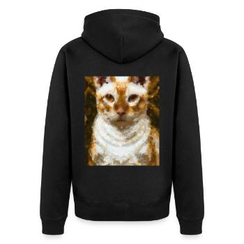 Siam Katzen Portrait Gustav Klimt Style Katze - Unisex Premium Bio Zip Hoodie - Schwarz - Hinten - Nico (187cm)