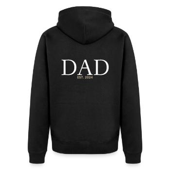Dad 2024 Werdender Papa Vatertag Vater - Unisex Premium Bio Zip Hoodie - Schwarz - Hinten - Nico (187cm)