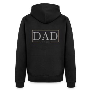 Dad 2024 Werdender Papa Vatertag Vater - Unisex Premium Bio Zip Hoodie - Schwarz - Hinten - Nico (187cm)