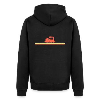 Steam Train Driver Trainspotting - Unisex Premium Bio Zip Hoodie - Schwarz - Hinten - Nico (187cm)
