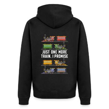 Steam Train Driver Trainspotting - Unisex Premium Bio Zip Hoodie - Schwarz - Hinten - Nico (187cm)