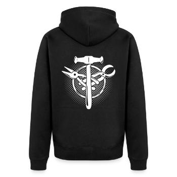 Spengler Motiv Bauspengler Zunft - Unisex Premium Bio Zip Hoodie - Schwarz - Hinten - Nico (187cm)