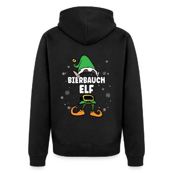 Bierbauch Elf Partnerlook Weihnachten - Unisex Premium Bio Zip Hoodie - Schwarz - Hinten - Nico (187cm)