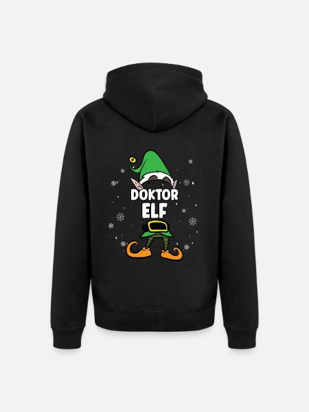 Doktor Elf Partnerlook Weihnachten - Unisex Premium Bio Zip Hoodie - Schwarz
