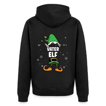 Vater Elf Partnerlook Weihnachten - Unisex Premium Bio Zip Hoodie - Schwarz - Hinten - Nico (187cm)